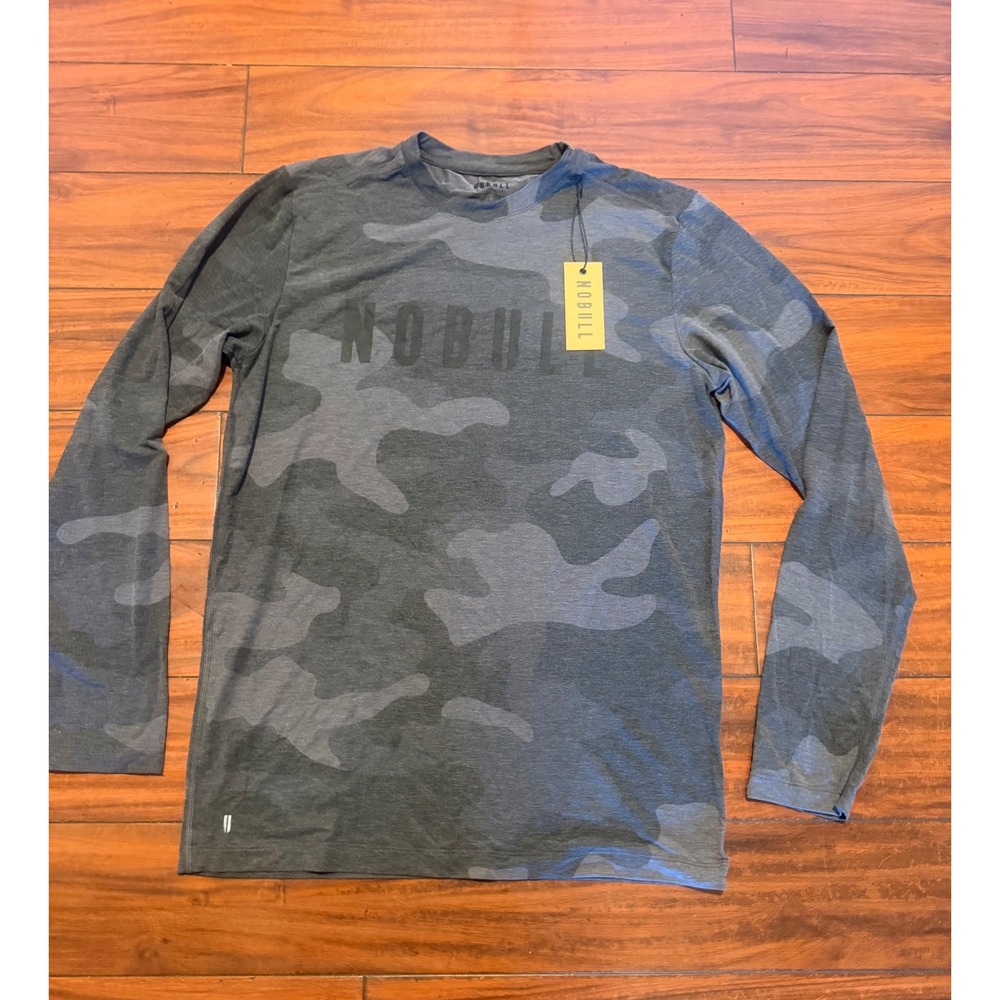NOBULL Mens Camo Long Sleeve Training Shirt Charcoal Gray Size Medium NWT